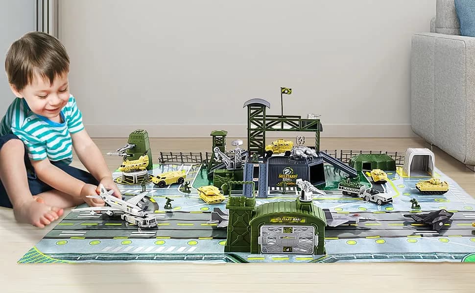 deAO Army Men Playset Military Base with Vehicles Toy & Map for Boys 3-5 | 38 Pieces thumbnail 10