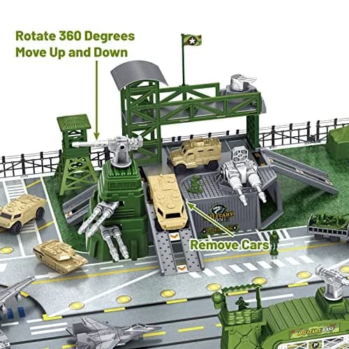 deAO Army Men Playset Military Base with Vehicles Toy & Map for Boys 3-5 | 38 Pieces thumbnail 2