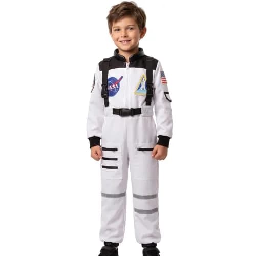 Dormstop Kids Astronaut Costume NASA Space Jumpsuit for Boys Girls Space Pretend Dress up White (5-7 Years) thumbnail 1