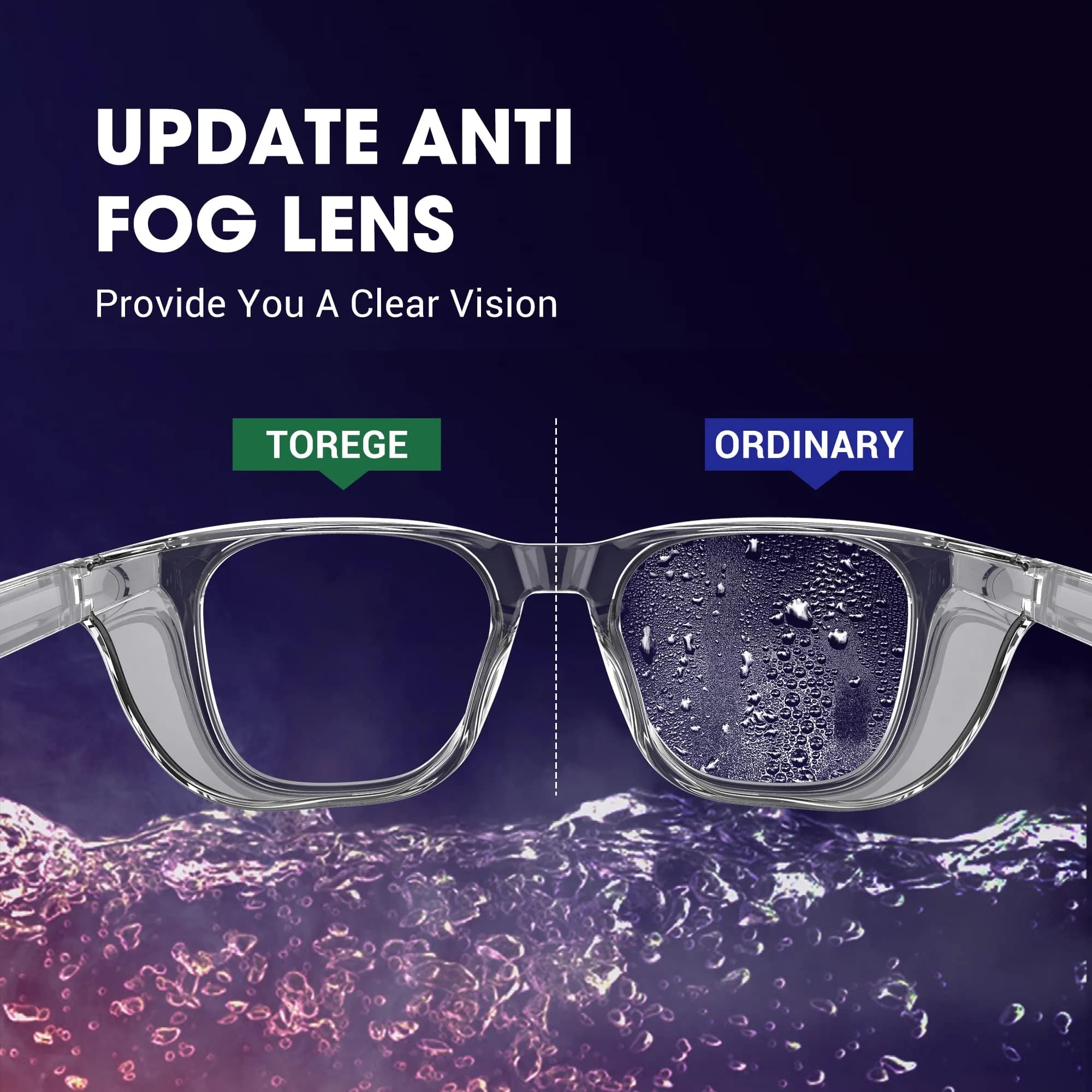 TOREGE Clear Safety Glasses Anti-Fog, Anti-Blue Light, Side Shields | ANSI Z87.1 Certified, Lightweight Protective Eyewear for Men & Women (Transparent White & Clear Lens) - view 2