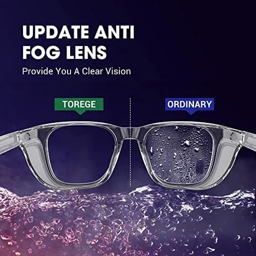 TOREGE Clear Safety Glasses Anti-Fog, Anti-Blue Light, Side Shields | ANSI Z87.1 Certified, Lightweight Protective Eyewear for Men & Women (Transparent White & Clear Lens) thumbnail 2