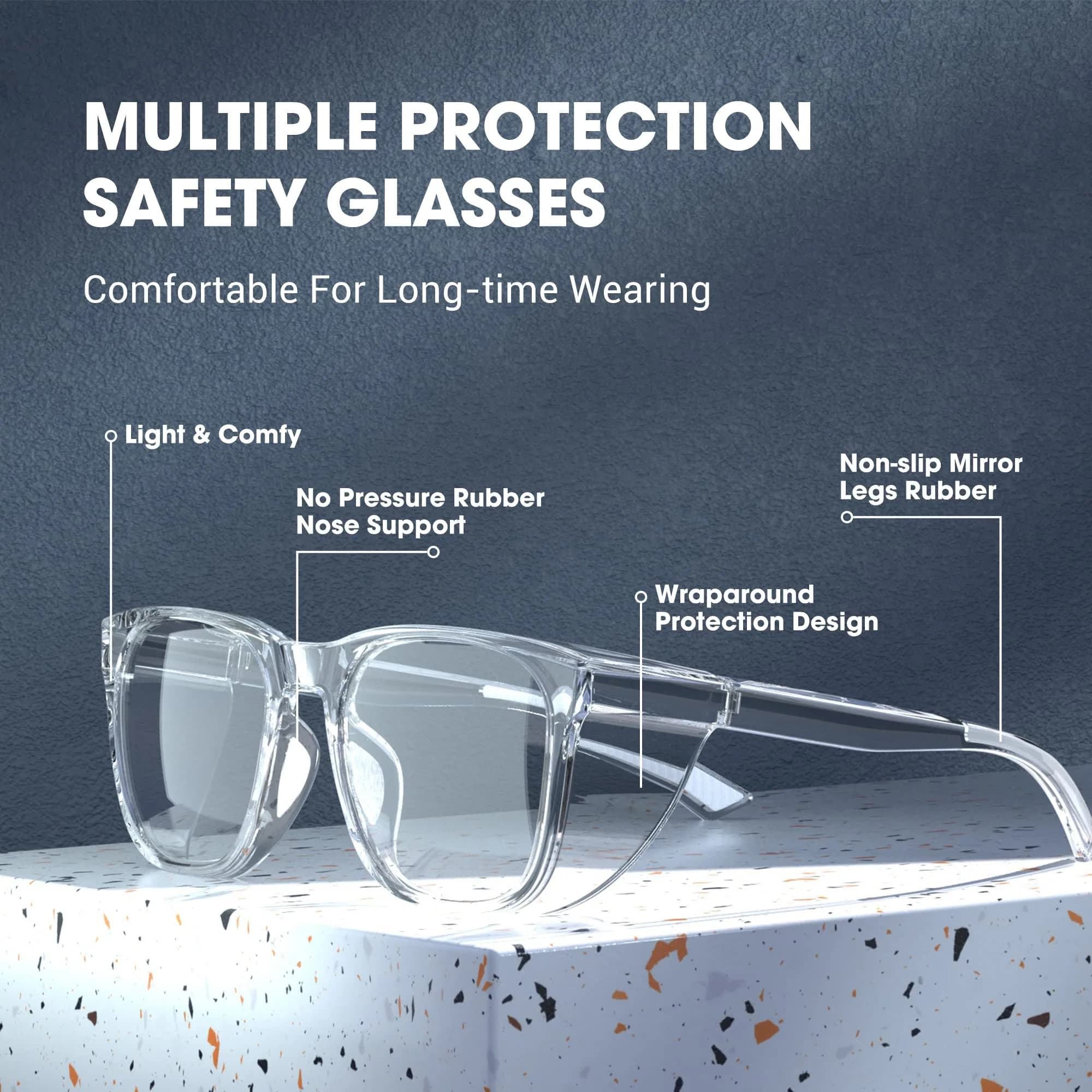 TOREGE Clear Safety Glasses Anti-Fog, Anti-Blue Light, Side Shields | ANSI Z87.1 Certified, Lightweight Protective Eyewear for Men & Women (Transparent White & Clear Lens) - view 4