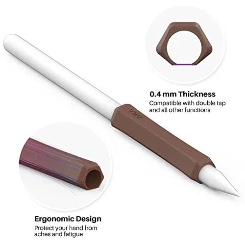 NIUTRENDZ Silicone Grip for Apple Pencil 2nd Gen & USB-C, 3 Pack Ergonomic Protective Sleeve | Beige + Khaki + Brown thumbnail 5