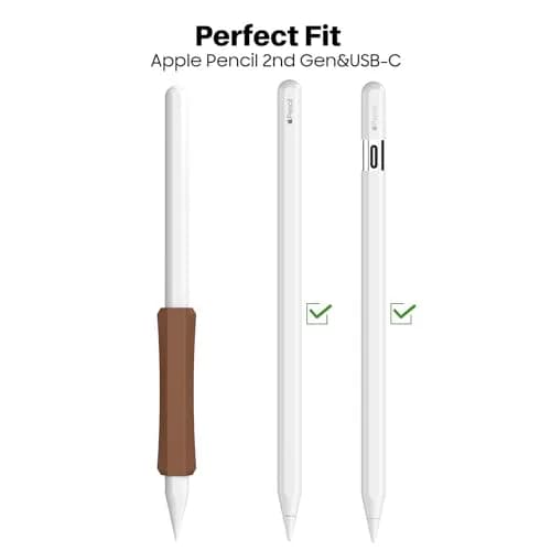 NIUTRENDZ Silicone Grip for Apple Pencil 2nd Gen & USB-C, 3 Pack Ergonomic Protective Sleeve | Beige + Khaki + Brown thumbnail 2