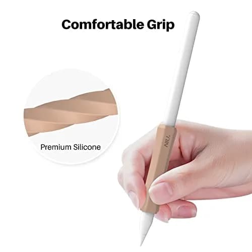 NIUTRENDZ Silicone Grip for Apple Pencil 2nd Gen & USB-C, 3 Pack Ergonomic Protective Sleeve | Beige + Khaki + Brown thumbnail 4