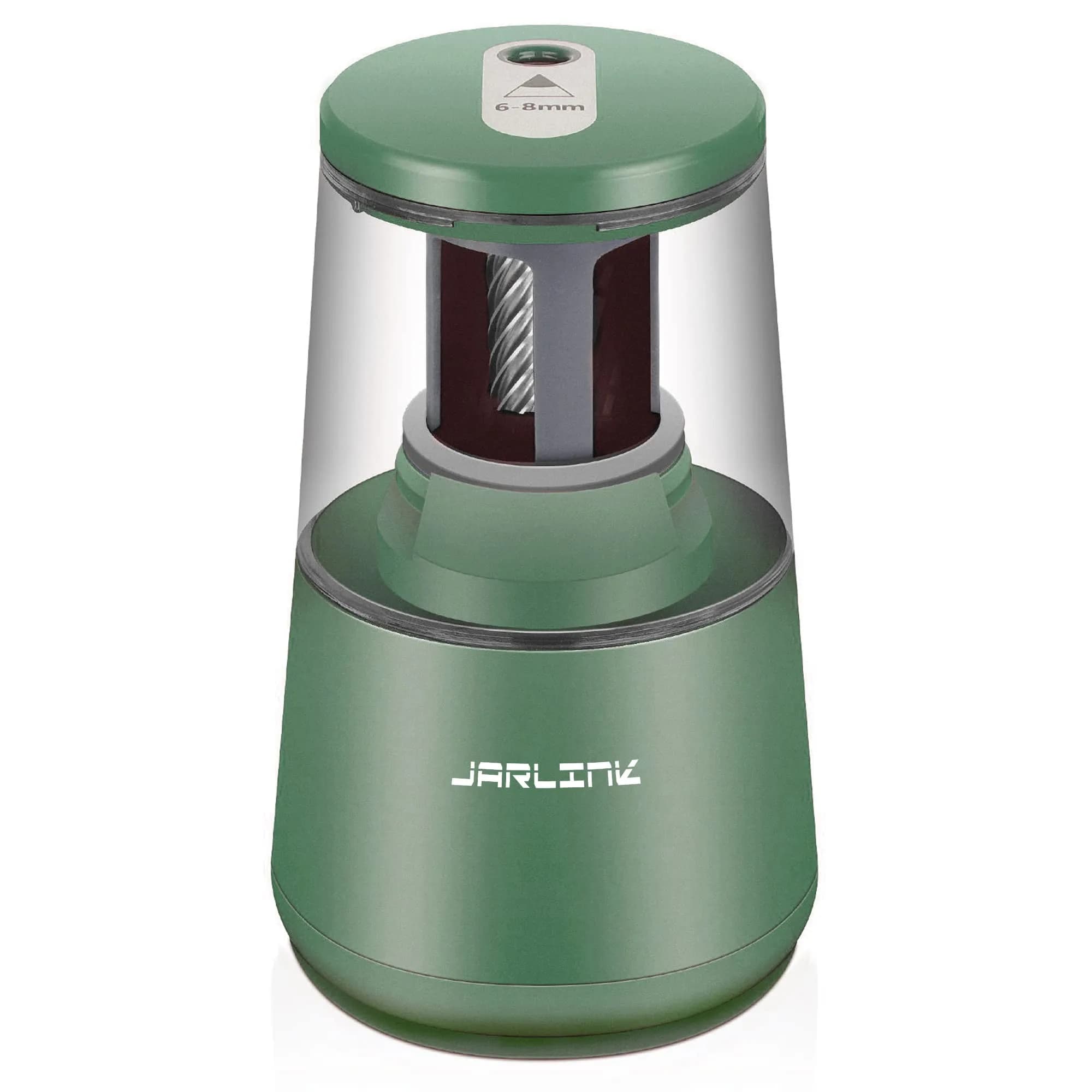 JARLINK Electric Pencil Sharpener Green, 8mm (0.31 inch) | Auto Stop & Heavy Duty Helical Blade - main product image