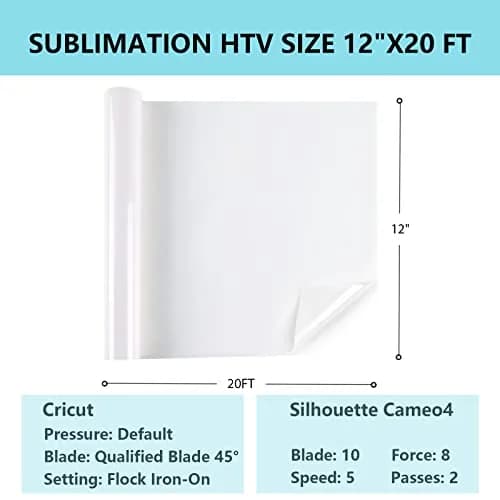 HTVRONT Sublimation HTV for Dark/Light Cotton Fabric - Matte Finish, 30.48cm x 6.1m (12" x 20 FT) thumbnail 6