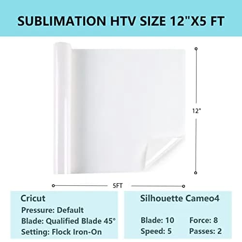 HTVRONT Sublimation HTV for Dark/Light Fabric - Matte, 30.48cm x 1.52m (12" X 5 FT) thumbnail 6