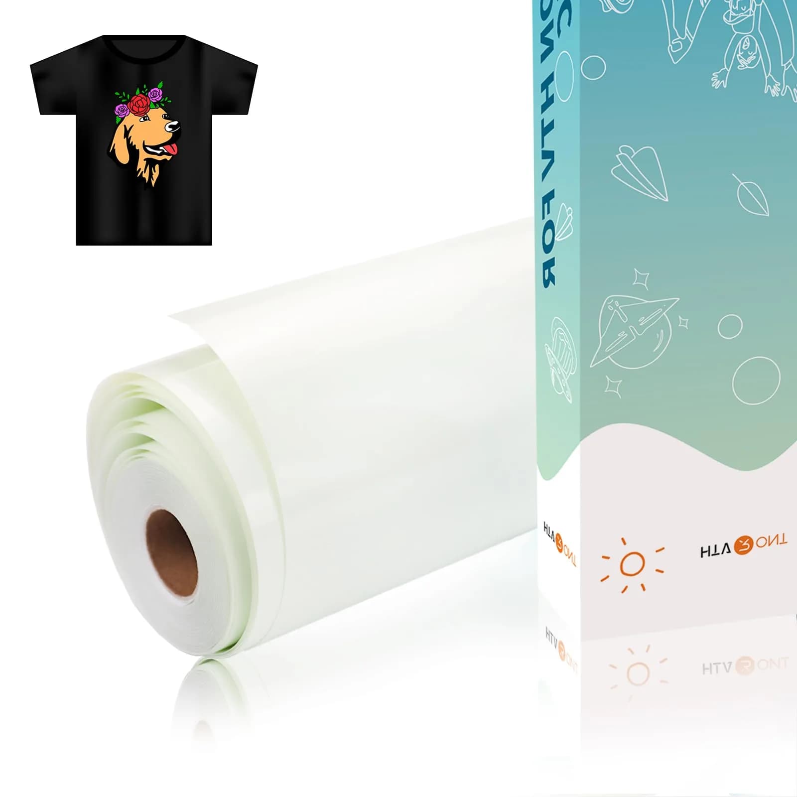 HTVRONT Sublimation HTV for Dark/Light Fabric - Glossy, 30.48cm x 609.6cm (12" X 20 FT) | Vibrant Colors on Cotton - main product image