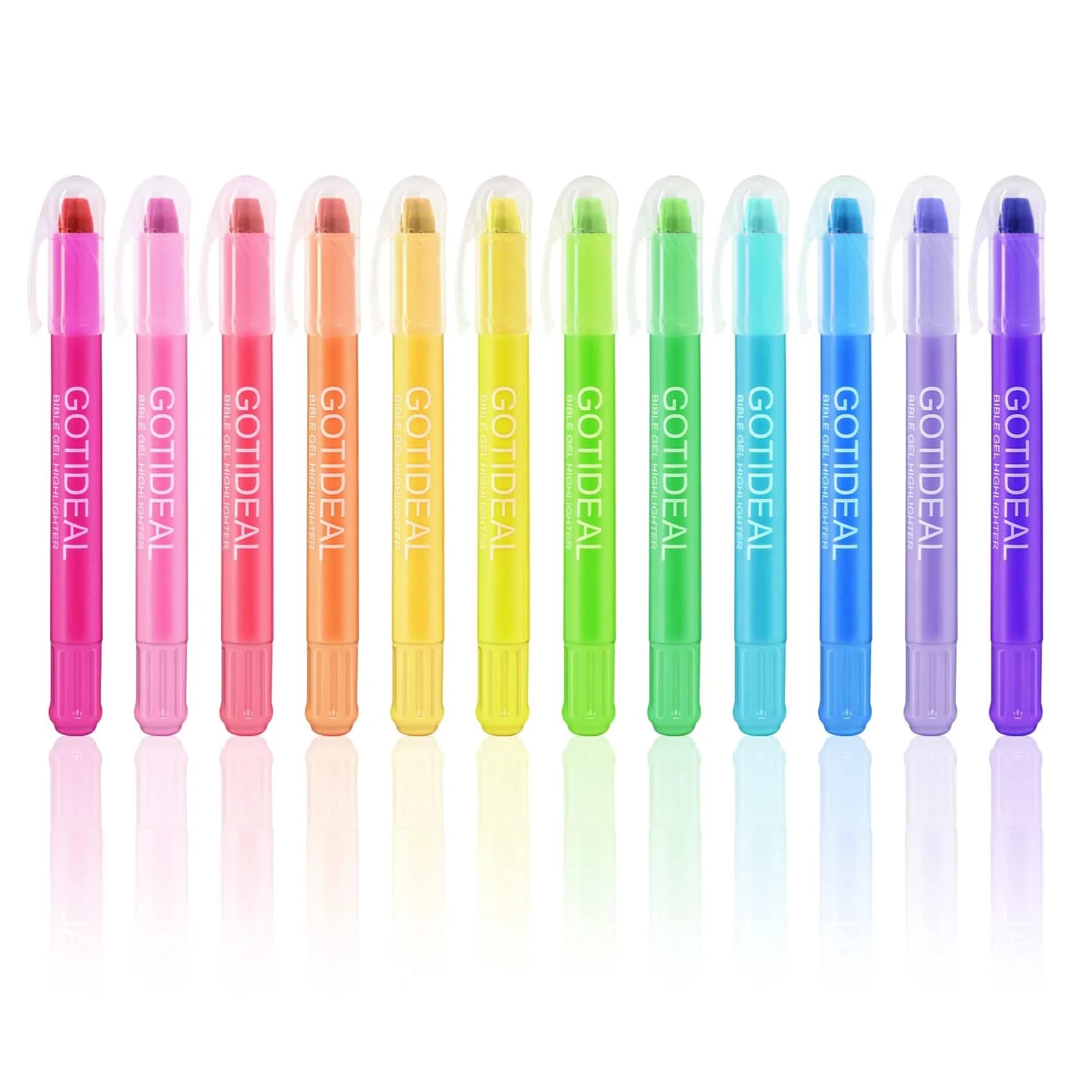GOTIDEAL Bible Highlighters 12 Pack Assorted Gel Pens for Bible Study, No Bleed, Vibrant Colors, Durable, 1 Count (Pack of 12) | Perfect for Sermon Notes — Assorted
