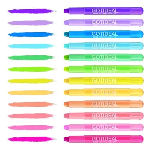 GOTIDEAL Bible Highlighters 12 Pack Assorted Gel Pens for Bible Study, No Bleed, Vibrant Colors, Durable, 1 Count (Pack of 12) | Perfect for Sermon Notes thumbnail 2