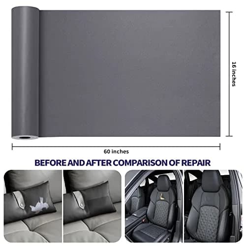 Besezx Leather Repair Patch Tape Kit 60in x 16in (152cm x 40cm) | Self-Adhesive, Waterproof, Classic Gray thumbnail 3