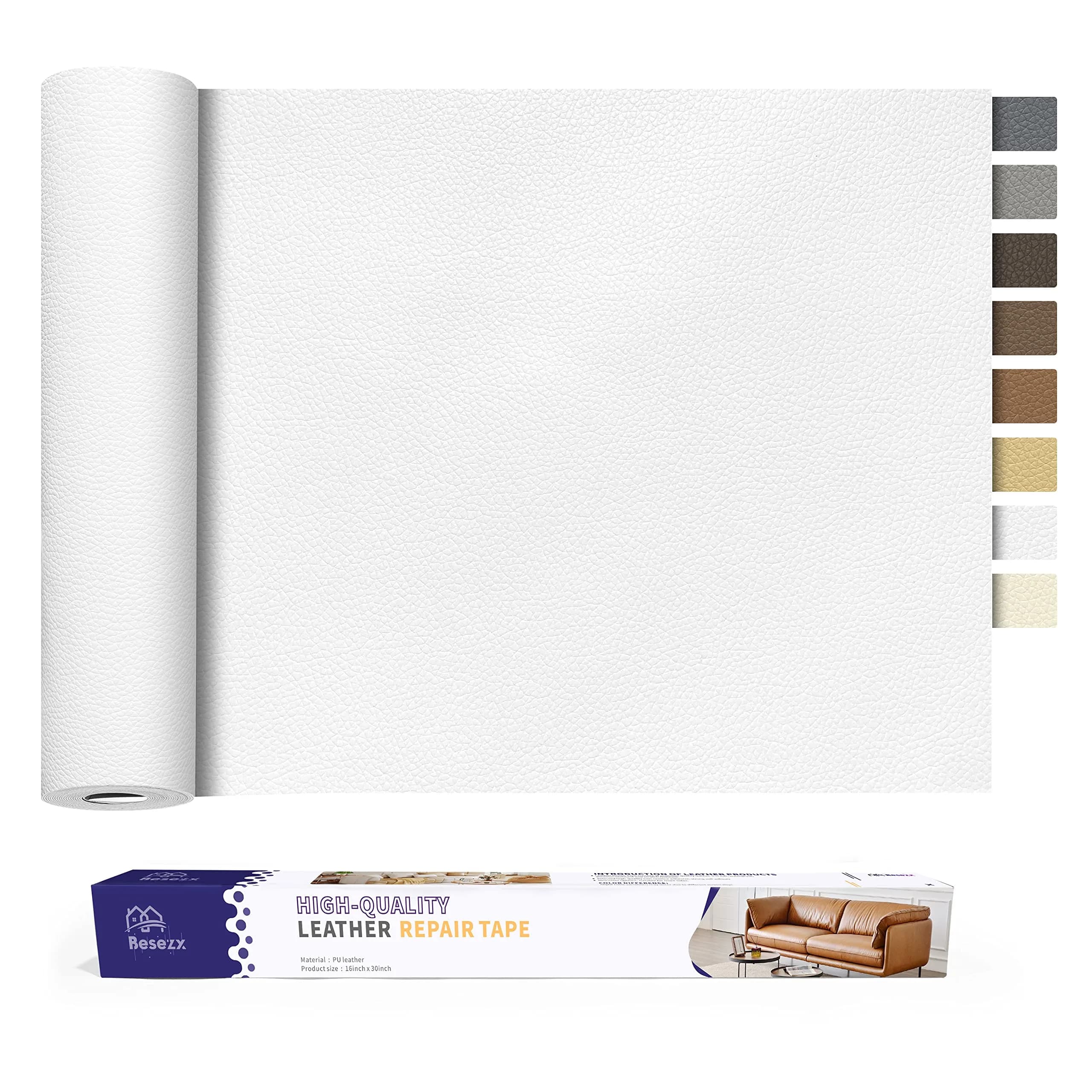 Besezx Leather Repair Patch Tape Kit White-Litchi Grain 76cm x 41cm (30in x 16in) | Self-Adhesive, Waterproof, Wear-Resistant - main product image