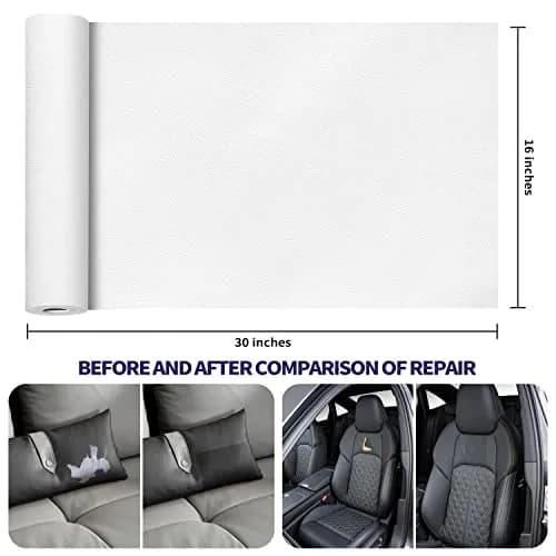 Besezx Leather Repair Patch Tape Kit White-Litchi Grain 76cm x 41cm (30in x 16in) | Self-Adhesive, Waterproof, Wear-Resistant thumbnail 3