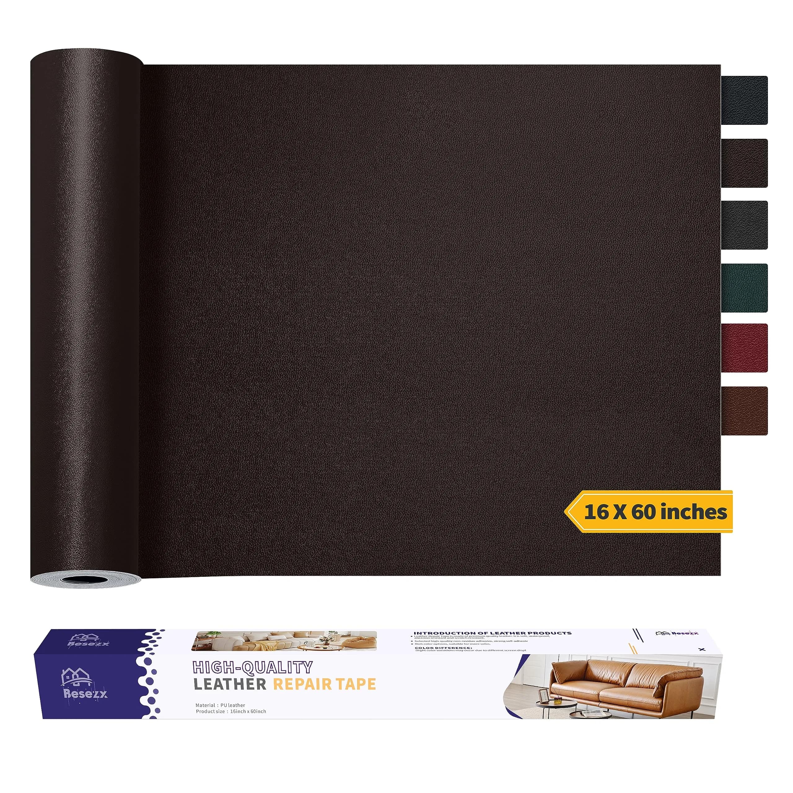 Besezx Leather Repair Patch Tape Kit 156 cm x 40 cm (60" x 16") | Self-Adhesive for Furniture, Car Seats, Vinyl - main product image