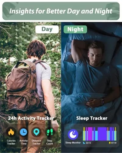 Tensky Smart Watch for Men Women 1.8" Touch Screen Fitness Tracker Heart Rate Sleep Monitoring 100 Sports Waterproof thumbnail 5
