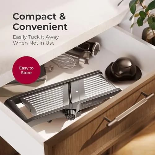 MuellerLiving Mandoline Slicer Stainless Steel | Adjustable Slice & Julienne, 1.0-9.0mm Thickness | 15.94" L x 6.89" W thumbnail 7