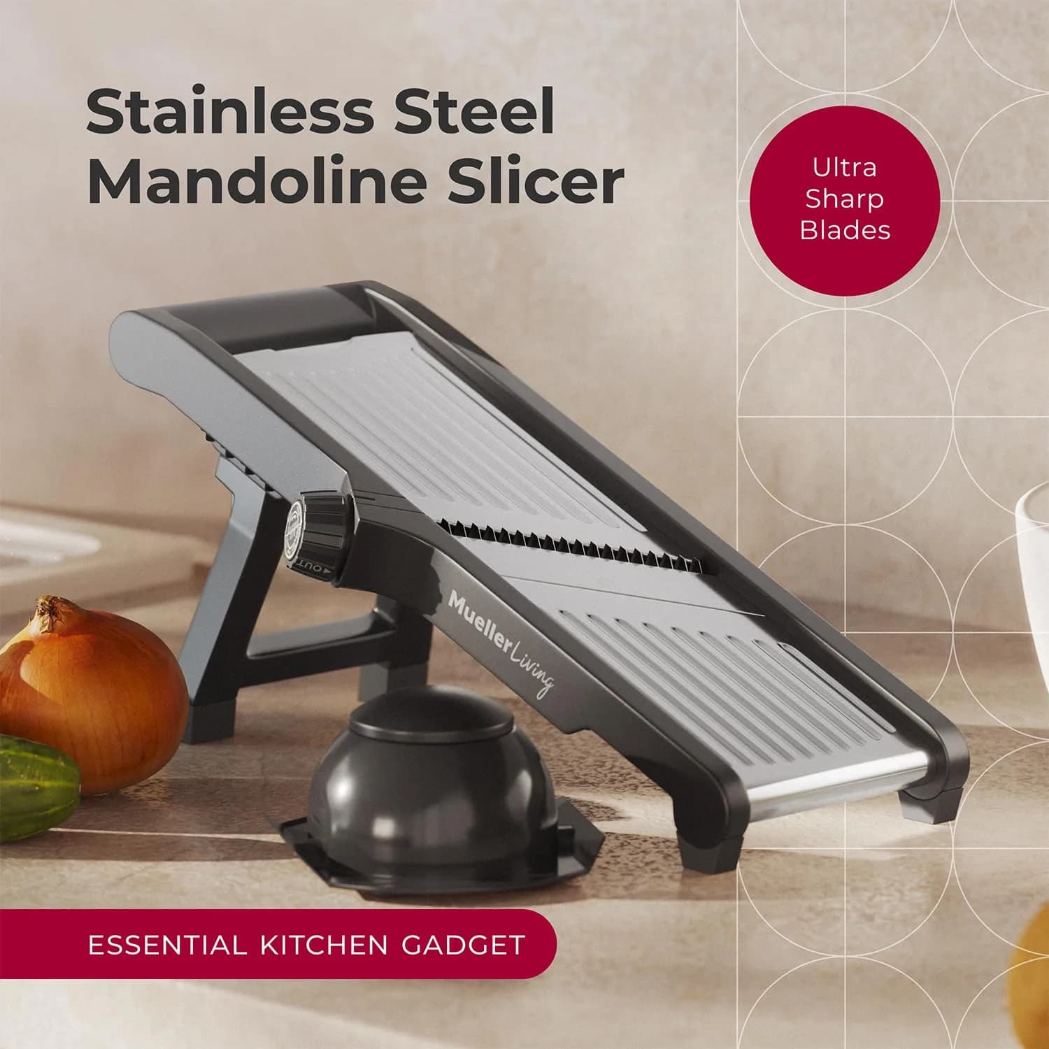 MuellerLiving Mandoline Slicer Stainless Steel | 1.0-9.0mm Slice, 4.5-9.0mm Julienne - view 2