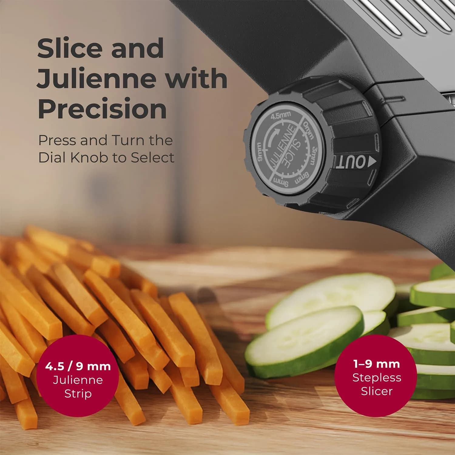 MuellerLiving Mandoline Slicer Stainless Steel | 1.0-9.0mm Slice, 4.5-9.0mm Julienne - view 4