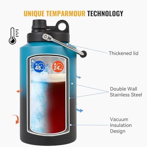 Kerilyn Insulated Gallon Jug with Handle, 3785ml (128oz) Stainless Steel | Keeps Drinks Cold 48 Hrs, Hot 24 Hrs thumbnail 4