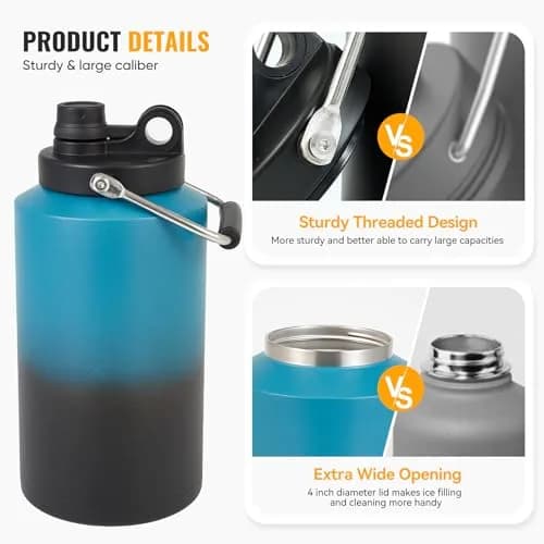 Kerilyn Insulated Gallon Jug with Handle, 3785ml (128oz) Stainless Steel | Keeps Drinks Cold 48 Hrs, Hot 24 Hrs thumbnail 5