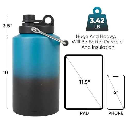 Kerilyn Insulated Gallon Jug with Handle, 3785ml (128oz) Stainless Steel | Keeps Drinks Cold 48 Hrs, Hot 24 Hrs thumbnail 2
