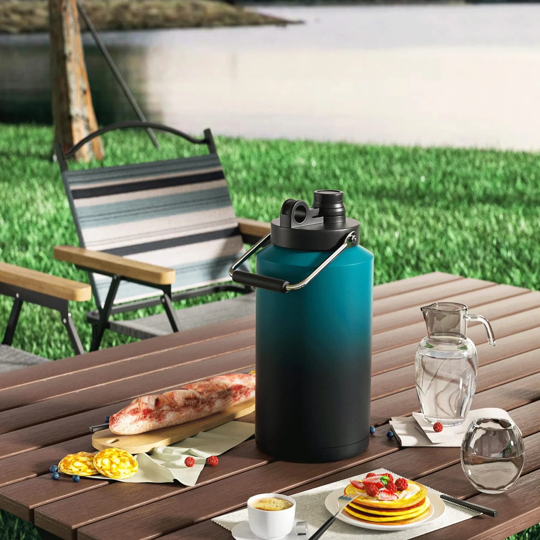 Kerilyn Insulated Gallon Jug with Handle, 3785ml (128oz) Stainless Steel | Keeps Drinks Cold 48 Hrs, Hot 24 Hrs - view 3