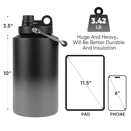 Kerilyn Insulated Gallon Jug with Handle, 3785ml (128oz) Stainless Steel | Grey Gradient thumbnail 2