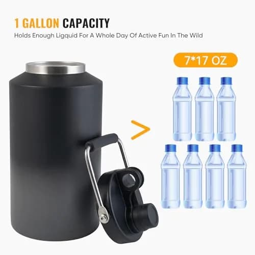 Kerilyn Insulated Gallon Jug with Handle, 3785ml (128oz) Stainless Steel | Grey Gradient thumbnail 4