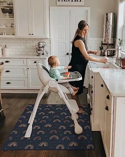 Blissful Diary Baby Splat Mat 128cm x 128cm (50.4 x 50.4 Inch) | Wipeable Waterproof Floor Protector for High Chairs & Playtime thumbnail 4