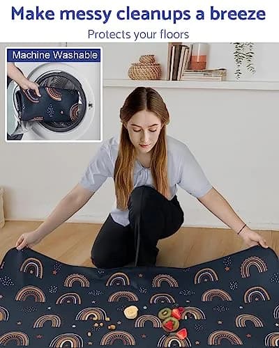 Blissful Diary Baby Splat Mat 128cm x 128cm (50.4 x 50.4 Inch) | Wipeable Waterproof Floor Protector for High Chairs & Playtime thumbnail 5