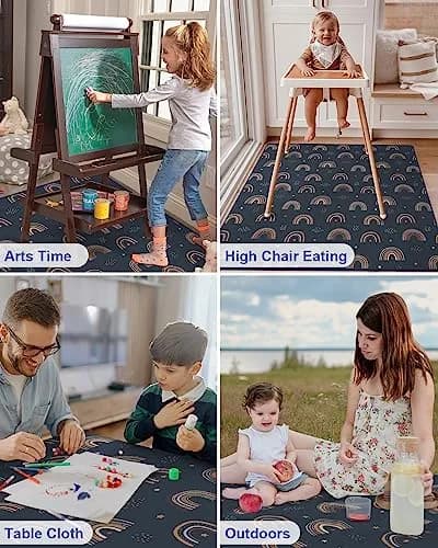 Blissful Diary Baby Splat Mat 128cm x 128cm (50.4 x 50.4 Inch) | Wipeable Waterproof Floor Protector for High Chairs & Playtime thumbnail 7