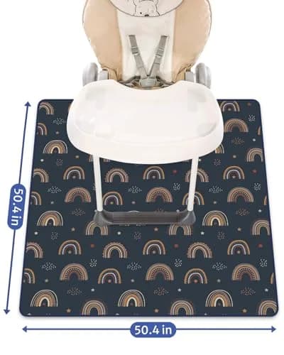 Blissful Diary Baby Splat Mat 128cm x 128cm (50.4 x 50.4 Inch) | Wipeable Waterproof Floor Protector for High Chairs & Playtime thumbnail 3