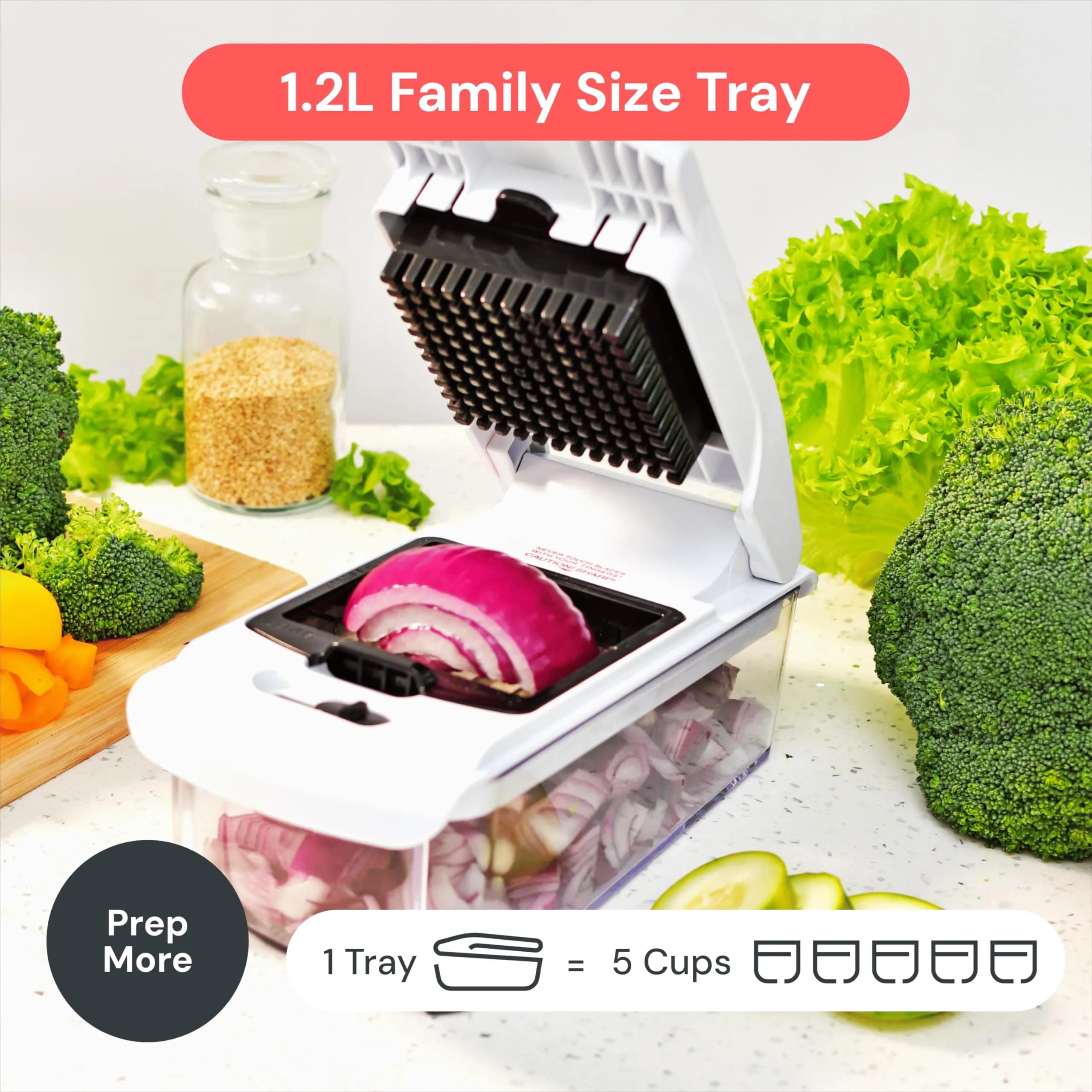 Fullstar Pro Original Vegetable Chopper Kitchen Prep Tool | 5-Cup Capacity, 420 Stainless Steel Blades - view 6