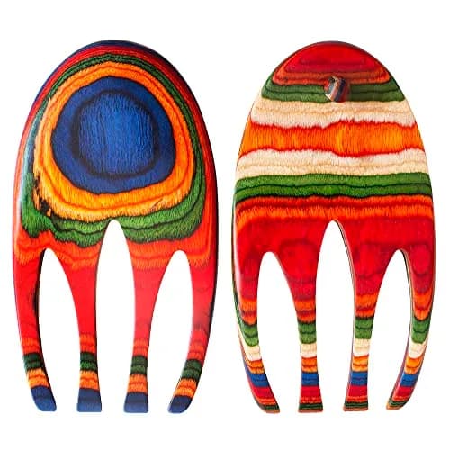 Totally Bamboo Baltique Marrakesh Salad Hands, Colorful Wood Salad Tongs Alternative | Vibrant Layered Birch thumbnail 6