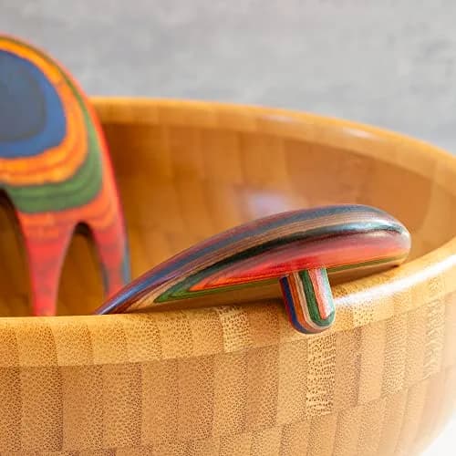 Totally Bamboo Baltique Marrakesh Salad Hands, Colorful Wood Salad Tongs Alternative | Vibrant Layered Birch thumbnail 4