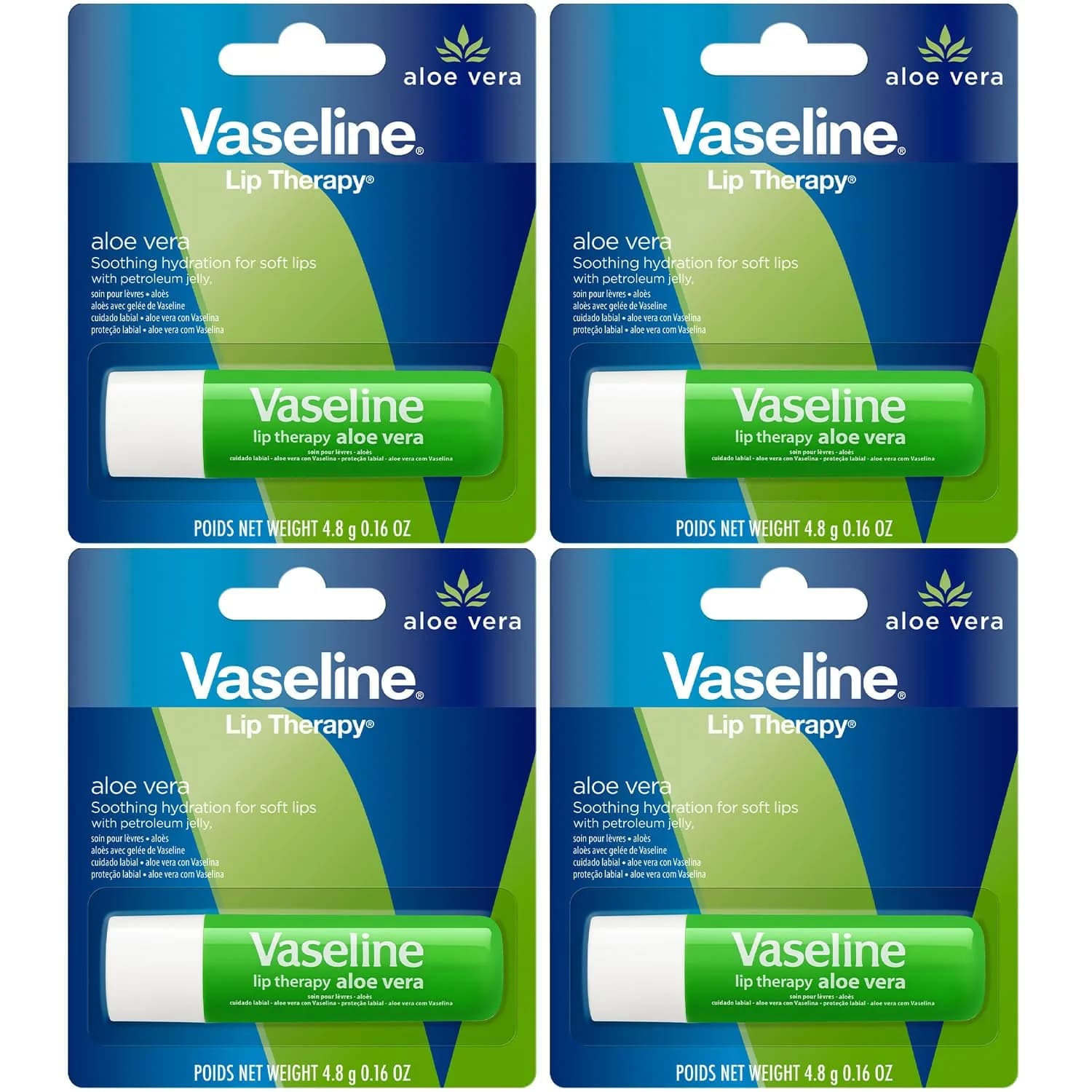 Vaseline Aloe Fresh Lip Therapy Stick 0.16 oz | Soothing Aloe & Vitamin E Hydration — White
