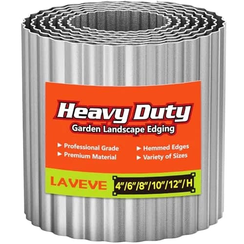 LAVEVE Corrugated Metal Garden Edging 10" x 20Ft | Durable, Stylish & Weatherproof thumbnail 1
