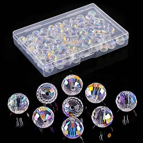 Reastar Crystal Glass Beads 10mm (0.39 inch) AB - 80 Pcs | Sparkly Faceted Beads for Jewelry Making thumbnail 8