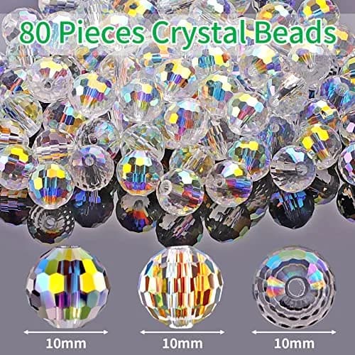 Reastar Crystal Glass Beads 10mm (0.39 inch) AB - 80 Pcs | Sparkly Faceted Beads for Jewelry Making thumbnail 2