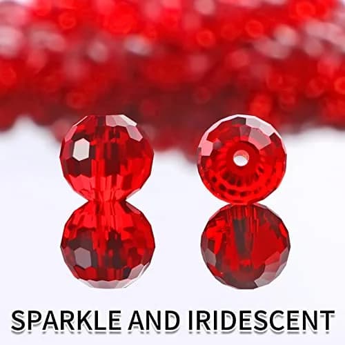 Reastar 80 Pcs Crystal Glass Beads 10 mm Red | Faceted Sparkly Beads for Jewelry Making thumbnail 6