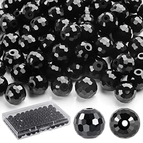Reastar Black 80 Pcs 10mm Crystal Glass Beads | Faceted Sparkly Shiny for Jewelry Making thumbnail 1