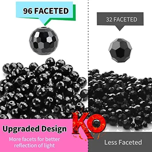 Reastar Black 80 Pcs 10mm Crystal Glass Beads | Faceted Sparkly Shiny for Jewelry Making thumbnail 4