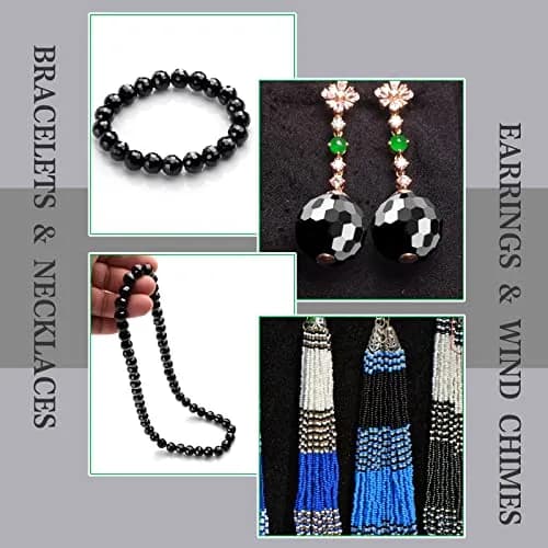 Reastar Black 80 Pcs 10mm Crystal Glass Beads | Faceted Sparkly Shiny for Jewelry Making thumbnail 6