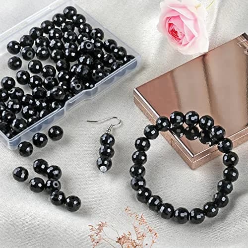 Reastar Black 80 Pcs 10mm Crystal Glass Beads | Faceted Sparkly Shiny for Jewelry Making thumbnail 7