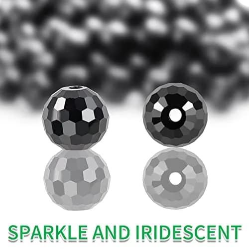 Reastar Black 80 Pcs 10mm Crystal Glass Beads | Faceted Sparkly Shiny for Jewelry Making thumbnail 3