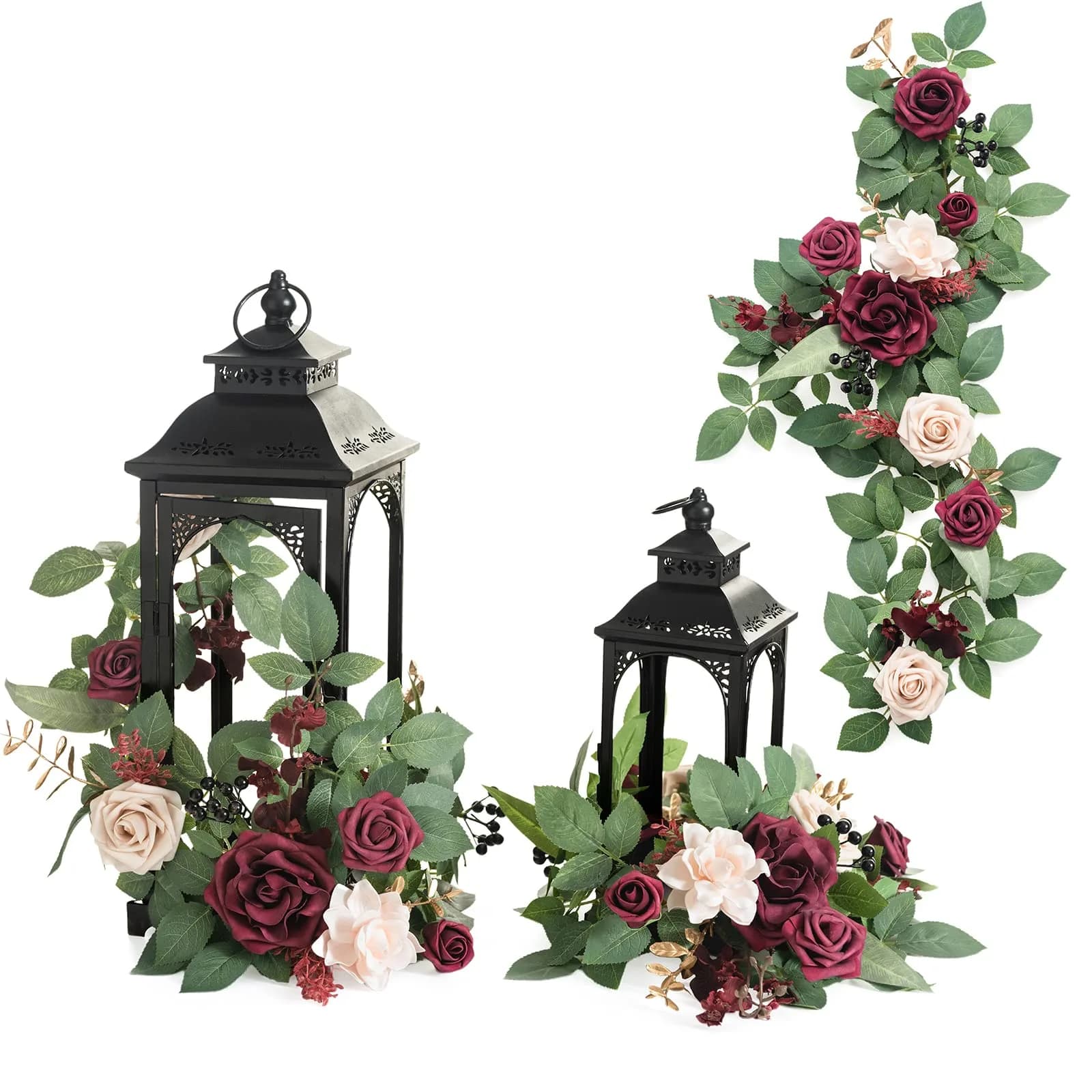 Ling's moment 6-Pack 2 ft Artificial Flower Garlands | Marsala & Nude Wedding Decor — Red-marsala & Blush