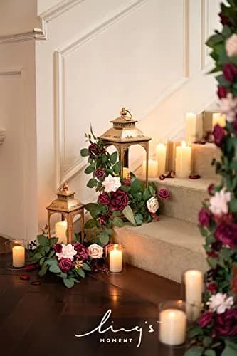 Ling's moment 6-Pack 2 ft Artificial Flower Garlands | Marsala & Nude Wedding Decor thumbnail 4