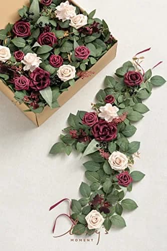 Ling's moment 6-Pack 2 ft Artificial Flower Garlands | Marsala & Nude Wedding Decor thumbnail 6