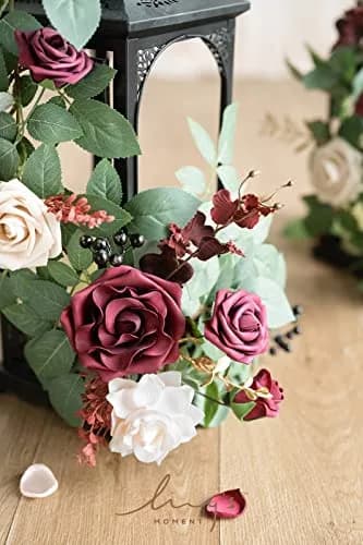Ling's moment 6-Pack 2 ft Artificial Flower Garlands | Marsala & Nude Wedding Decor thumbnail 2